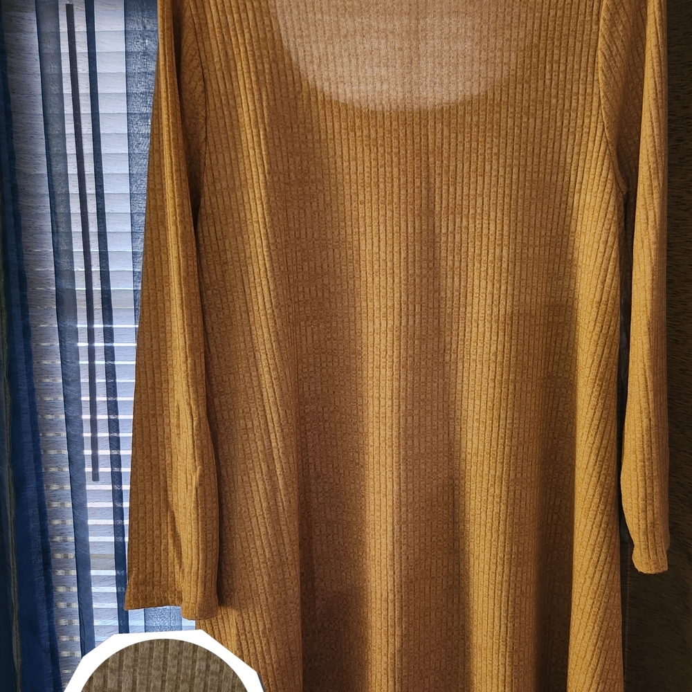 Camel Tan Long Sleeve Ribbed Dress